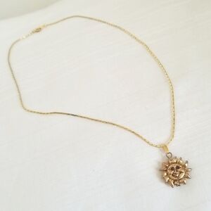 Vintage Gold Smiling Sun Necklace